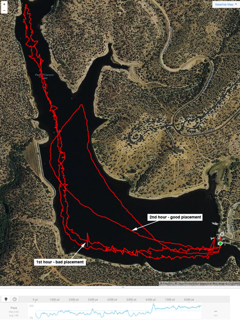 Kathleen Bober Garmin 305 GPS data during Parker Canyon Lake swim