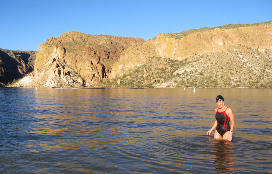 Kathleen Bober swimming in Canyon Lake