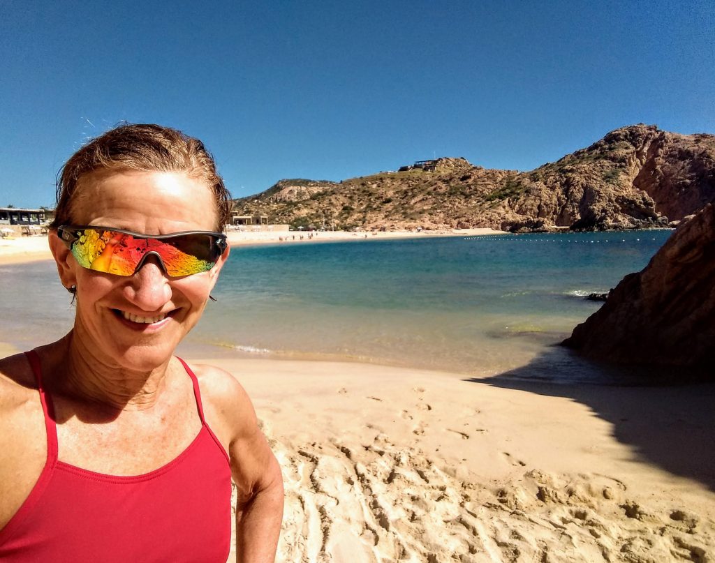 Kathleen Bober at the beach, Playa Santa Maria, Cabo San Lucas