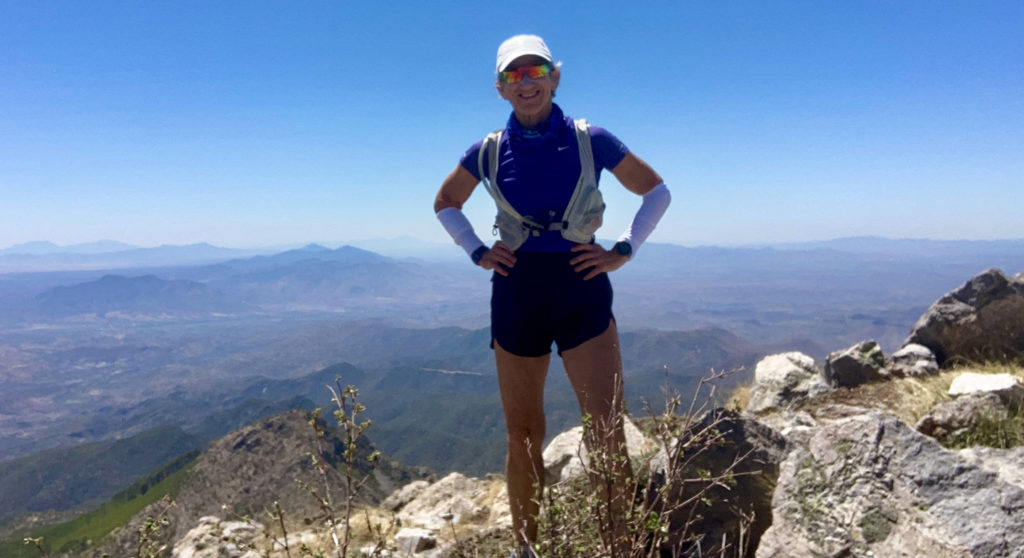 Kathleen Bober on the summit of Mt. Wrightson