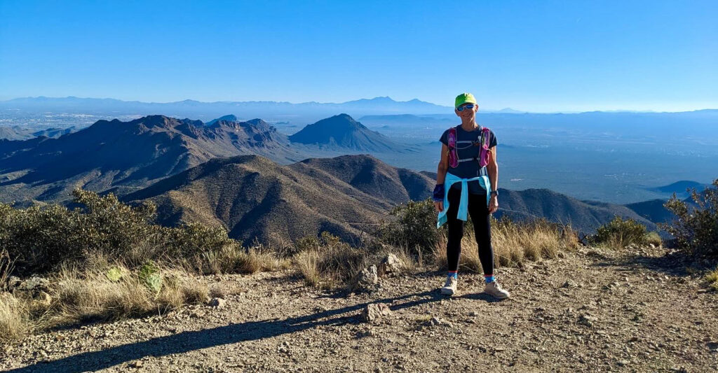 Kathleen Bober at top of Wasson Peak, Tucson AZ